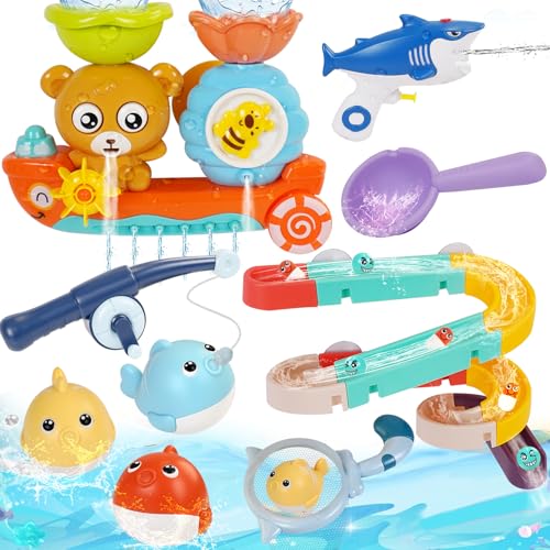 Mekkyes Badewannenspielzeug ab 1 2 3 4 Jahre, Badespielzeug Baby ab 1 2 3 Jahr, Wasserspielzeug Kinder Baby, Badewannen Spielzeug Kinder, Geschenk für Jungen Mädchen Season Geburtstag von Mekkyes