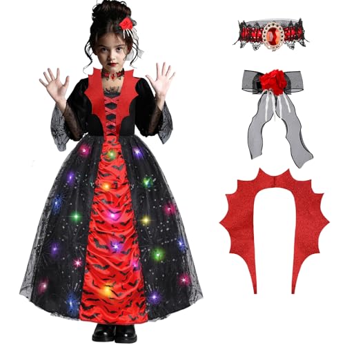 MELAND Vampir-Kostüm für Mädchen (7–9 Jahre) von Meland