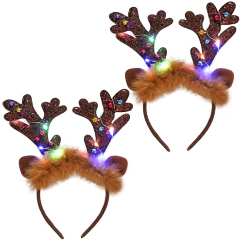 2 Stück Geweih Haarreif mit LED,Weihnachten Beleuchtete Stirnbänder,Weihnachtsgeweih,Weihnachts Haarschmuck für Kinder und erwachsene,Stirnbänder für Weihnachtsfeiern accessoires 2 Stück Geweih Haarreif mit LED,Weihnachten Beleuchtete Stirnbänder,Weihnachtsgeweih,Weihnachts Haarschmuck für Kinder und erwachsene,Stirnbänder für Weihnachtsfeiern accessoires von Meleager