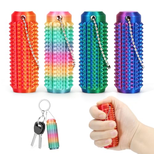 4 Stücke Fidget Toys, Sensorik Spielzeug für Erwachsene, Spiky Grippie Stimming Schlüsselanhänger, Tragbares ADHS-Stressabbau-Spielzeug für Fokus und Angstlinderung 4 Stücke Fidget Toys, Sensorik Spielzeug für Erwachsene, Spiky Grippie Stimming Schlüsselanhänger, Tragbares ADHS-Stressabbau-Spielzeug für Fokus und Angstlinderung von Meleager