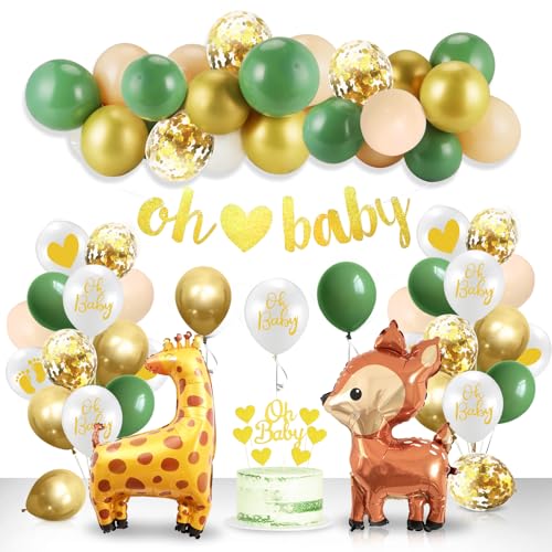 Baby Shower Deko Junge, Babyparty Ballons Neutral, Kindergeburtstag Deko Waldtiere, Babyparty Deko Grün, Dschungel Deko Luftballons für Jungen Mädchen Babyshower Geburtstag Dschungel Safari Party Baby Shower Deko Junge, Babyparty Ballons Neutral, Kindergeburtstag Deko Waldtiere, Babyparty Deko Grün, Dschungel Deko Luftballons für Jungen Mädchen Babyshower Geburtstag Dschungel Safari Party von Meleager
