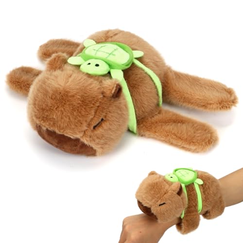 Capybara Schnapparmband，Capybara Kuscheltier, Capybara Geschenk für Kinder ，Stofftier Capybara Schnapparmband mit Schildkrötenrucksack, Capybara Plush Für Mädchen Jungen von Meleager