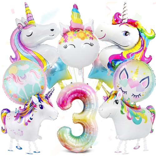 12 Stück Einhorn 3 Geburtstag Deko, Einhorn Luftballons, Zahl 3 Folienballon, 3 Jahr Einhorn Folienballon Deko, Geburtstagsdeko 3. Mädchen, Einhorn Themen Ballons für 3 Jahre Mädchen Geburtstag Party 12 Stück Einhorn 3 Geburtstag Deko, Einhorn Luftballons, Zahl 3 Folienballon, 3 Jahr Einhorn Folienballon Deko, Geburtstagsdeko 3. Mädchen, Einhorn Themen Ballons für 3 Jahre Mädchen Geburtstag Party von Meleager