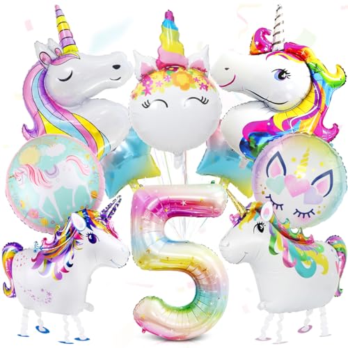 12 Stück Einhorn 5 Geburtstag Deko, Einhorn Luftballons, 5 Jahr Einhorn Folienballon Deko, Zahl 5 Folienballon, Geburtstagsdeko 5. Mädchen, Einhorn Themen Ballons für 5 Jahre Mädchen Geburtstag Party 12 Stück Einhorn 5 Geburtstag Deko, Einhorn Luftballons, 5 Jahr Einhorn Folienballon Deko, Zahl 5 Folienballon, Geburtstagsdeko 5. Mädchen, Einhorn Themen Ballons für 5 Jahre Mädchen Geburtstag Party von Meleager