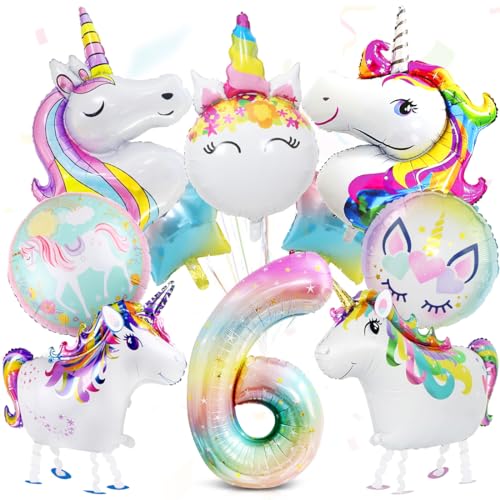 12 Stück Einhorn 6 Geburtstag Deko, Einhorn Luftballons, 6 Jahr Einhorn Folienballon Deko, Zahl 6 Folienballon, Geburtstagsdeko 6. Mädchen, Einhorn Themen Ballons für 6 Jahre Mädchen Geburtstag Party 12 Stück Einhorn 6 Geburtstag Deko, Einhorn Luftballons, 6 Jahr Einhorn Folienballon Deko, Zahl 6 Folienballon, Geburtstagsdeko 6. Mädchen, Einhorn Themen Ballons für 6 Jahre Mädchen Geburtstag Party von Meleager