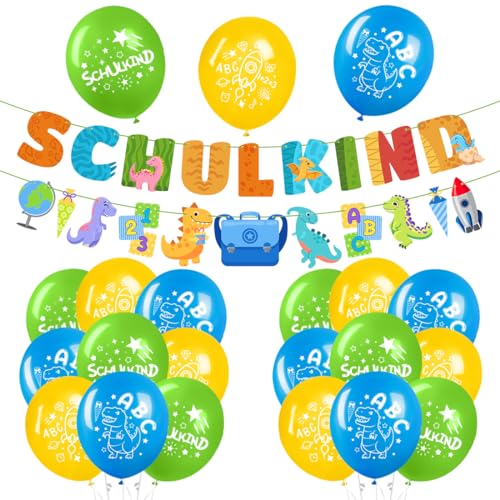 Einschulung Deko Junge, Schuleinführung Schulanfang Deko Set,Schulkind Luftballon Dinosaurier,Dinosaurier Schulkind Banner und Luftballon,Schulkind Einschulung deko für Junge Einschulung Deko Junge, Schuleinführung Schulanfang Deko Set,Schulkind Luftballon Dinosaurier,Dinosaurier Schulkind Banner und Luftballon,Schulkind Einschulung deko für Junge von Meleager