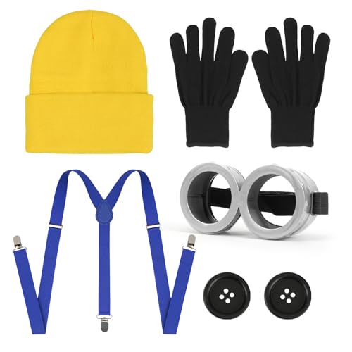 Meleager Karneval Kostüm, Cosplay Kostüm Zubehör für Halloween Party, Brille Mütze Handschuhe Knöpfe Hosenträger, Karneval Kostüm für Damen Herren Kinder Meleager Karneval Kostüm, Cosplay Kostüm Zubehör für Halloween Party, Brille Mütze Handschuhe Knöpfe Hosenträger, Karneval Kostüm für Damen Herren Kinder von Meleager