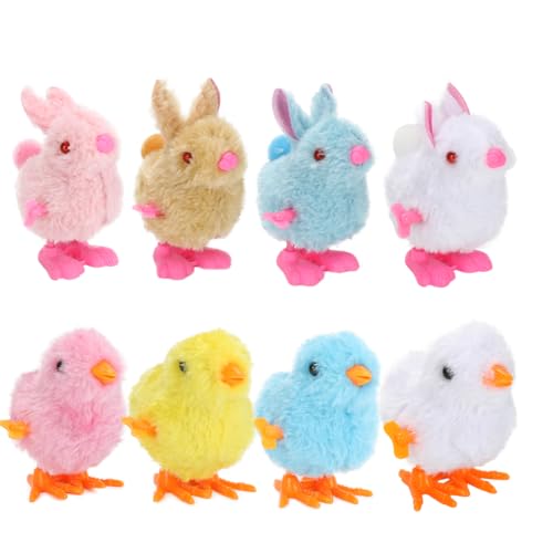 Meleager 8 Stück Huhn Hasen Aufziehspielzeug, Huhn Kuscheltier, Osterküken Deko, Osterküken, Ostern Kuscheltier, Küken Kuscheltier, Ostergeschenk Kinder von Meleager