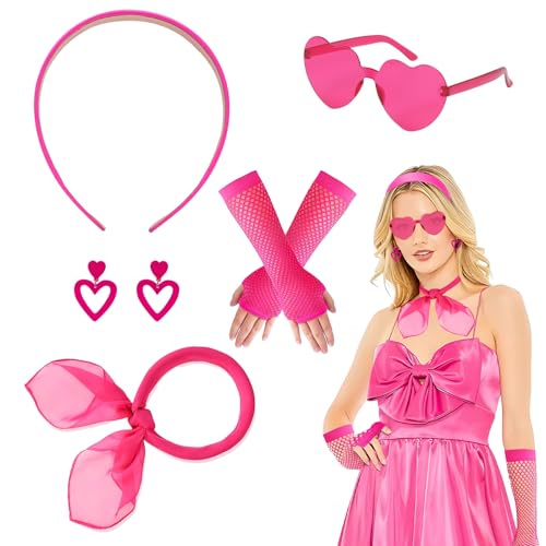 Meleager 90er Jahre Accessoires Outfit Damen, Rosa Stirnband Ohrringe Netzhandschuhe, Herz Sonnenbrille Halstuch, 80er Pink Costume Accessories für Fasching, Kostüm Party Meleager 90er Jahre Accessoires Outfit Damen, Rosa Stirnband Ohrringe Netzhandschuhe, Herz Sonnenbrille Halstuch, 80er Pink Costume Accessories für Fasching, Kostüm Party von Meleager