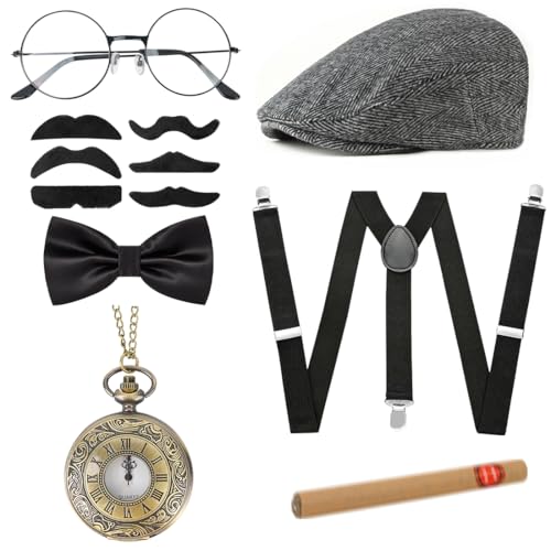 Meleager Herren-Kostüm-Accessoires-Set, Mafia/Gatsby Karneval Kostüm, 1920er Jahre, Einheitsgröße, Männer von Meleager