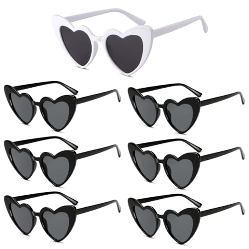Meleager Herz Sonnenbrille, Retro Sonnenbrille Herzform, 7 Paar Herzsonnenbrille Party, Heart Shaped Sunglasses Jga, Herz Brille Schwarz+Weiß für Hochzeit, Karneval, Halloween Meleager Herz Sonnenbrille, Retro Sonnenbrille Herzform, 7 Paar Herzsonnenbrille Party, Heart Shaped Sunglasses Jga, Herz Brille Schwarz+Weiß für Hochzeit, Karneval, Halloween von Meleager