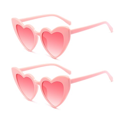 Meleager Retro Herz Sonnenbrille, Herzförmige Sonnenbrille Rosa, 2 Stück Sonnenbrillen Set Party, Vintage Herzform Brille, Hippie Brille Herz 90er, für Party, Hochzeit, Karneval, Halloween Meleager Retro Herz Sonnenbrille, Herzförmige Sonnenbrille Rosa, 2 Stück Sonnenbrillen Set Party, Vintage Herzform Brille, Hippie Brille Herz 90er, für Party, Hochzeit, Karneval, Halloween von Meleager