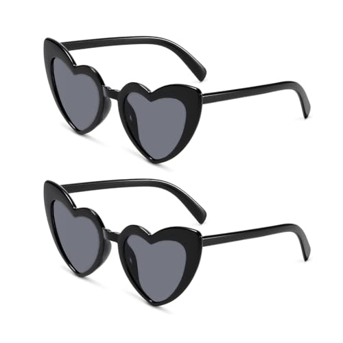 Meleager Retro Herz Sonnenbrille, Herzförmige Sonnenbrille Schwarz, 2 Stück Sonnenbrillen Set Party, Vintage Herzform Brille, Hippie Brille Herz 90er, für Party, Hochzeit, Karneval, Halloween Meleager Retro Herz Sonnenbrille, Herzförmige Sonnenbrille Schwarz, 2 Stück Sonnenbrillen Set Party, Vintage Herzform Brille, Hippie Brille Herz 90er, für Party, Hochzeit, Karneval, Halloween von Meleager