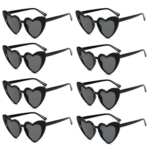 Meleager Retro Herz Sonnenbrille, Herzförmige Sonnenbrille Schwarz, 8 Stück Sonnenbrillen Set Party, Vintage Herzform Brille, Hippie Brille Herz 90er, für Party, Hochzeit, Karneval, Halloween Meleager Retro Herz Sonnenbrille, Herzförmige Sonnenbrille Schwarz, 8 Stück Sonnenbrillen Set Party, Vintage Herzform Brille, Hippie Brille Herz 90er, für Party, Hochzeit, Karneval, Halloween von Meleager