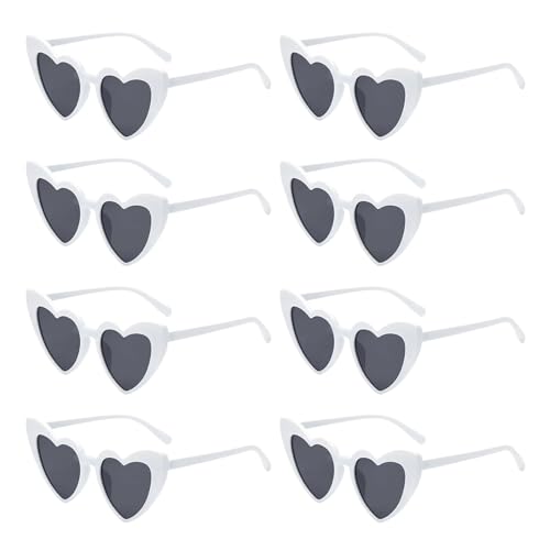Meleager Retro Herz Sonnenbrille, Herzförmige Sonnenbrille Weiß, 8 Stück Sonnenbrillen Set Party, Vintage Herzform Brille, Hippie Brille Herz 90er, für Party, Hochzeit, Karneval, Halloween Meleager Retro Herz Sonnenbrille, Herzförmige Sonnenbrille Weiß, 8 Stück Sonnenbrillen Set Party, Vintage Herzform Brille, Hippie Brille Herz 90er, für Party, Hochzeit, Karneval, Halloween von Meleager