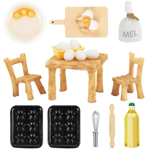 Wichtel Zubehör Backen, Miniatur Küche Backset, 19 Stück Miniatur Wichtel küchenspielzeug Zubehör, Mini Eier, Tisch, Nudelholz, DIY Puppenstubenzubehör, Miniatur wichtelzubehörsetdeko für Puppenhaus Wichtel Zubehör Backen, Miniatur Küche Backset, 19 Stück Miniatur Wichtel küchenspielzeug Zubehör, Mini Eier, Tisch, Nudelholz, DIY Puppenstubenzubehör, Miniatur wichtelzubehörsetdeko für Puppenhaus von Meleager