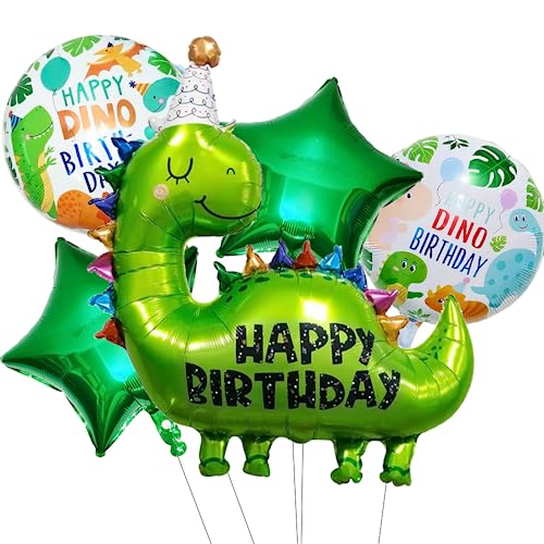 XXL Dinosaurier Folienballons, 5 Stück Dino Happy Birthday Luftballons, Deko Kinder Geburtstag Ballons, Dino Folienballons für Junge Mädchen Geburtstagsparty, Dschungel Geburtstag Dekoration XXL Dinosaurier Folienballons, 5 Stück Dino Happy Birthday Luftballons, Deko Kinder Geburtstag Ballons, Dino Folienballons für Junge Mädchen Geburtstagsparty, Dschungel Geburtstag Dekoration von Meleager