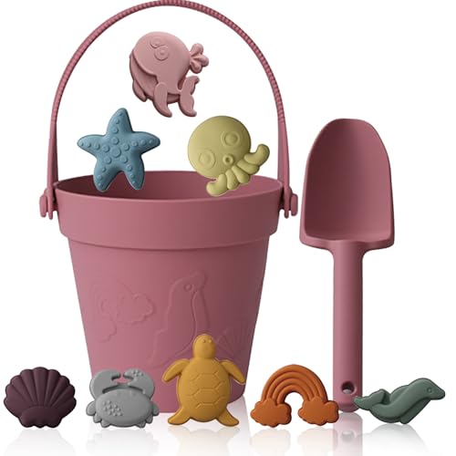 Melearch Strandspielzeug für Kinder, 10 Stück Sandspielzeug Set, Sandkasten Spielzeug mit Eimer und Schaufel, Sandförmchen Spielzeug für Kleinkinder, Mädchen und Jungen, Sommerspiele, Rot Melearch Strandspielzeug für Kinder, 10 Stück Sandspielzeug Set, Sandkasten Spielzeug mit Eimer und Schaufel, Sandförmchen Spielzeug für Kleinkinder, Mädchen und Jungen, Sommerspiele, Rot von Melearch