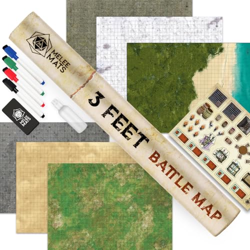 Melee Mats Battle-Matte für Brettspiele, 61 x 91 cm, doppelseitig, 3 Stück, Tischkerkerkarte von Melee Mats