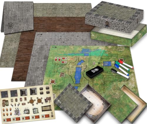Melee Mats - Ultimate Battle Grid Spielbrett – trocken abwischbare quadratische RPG-Matte – für 2-10 Spieler ab 10 Jahren – faltbar, wiederverwendbar, Dragons Gaming Dungeon von Melee Mats