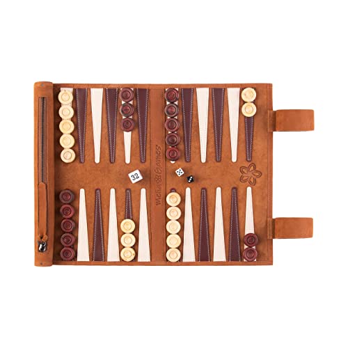 B-Ware Backgammon zum Rollen - Reise-Backgammon aus feinstem Nubuk Echt-Leder mit handgefertigten Holzspielsteinen - OPTISCHE MÄNGEL B-Ware Backgammon zum Rollen - Reise-Backgammon aus feinstem Nubuk Echt-Leder mit handgefertigten Holzspielsteinen - OPTISCHE MÄNGEL von Melia Games