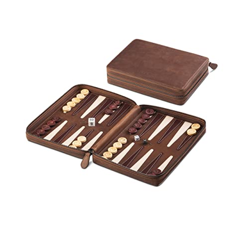 Melia Games B-Ware Backgammon Deluxe - Reise-Backgammon aus feinstem Vintage Echt-Leder mit handgefertigten Holzspielsteinen - OPTISCHE MÄNGEL Melia Games B-Ware Backgammon Deluxe - Reise-Backgammon aus feinstem Vintage Echt-Leder mit handgefertigten Holzspielsteinen - OPTISCHE MÄNGEL von Melia Games