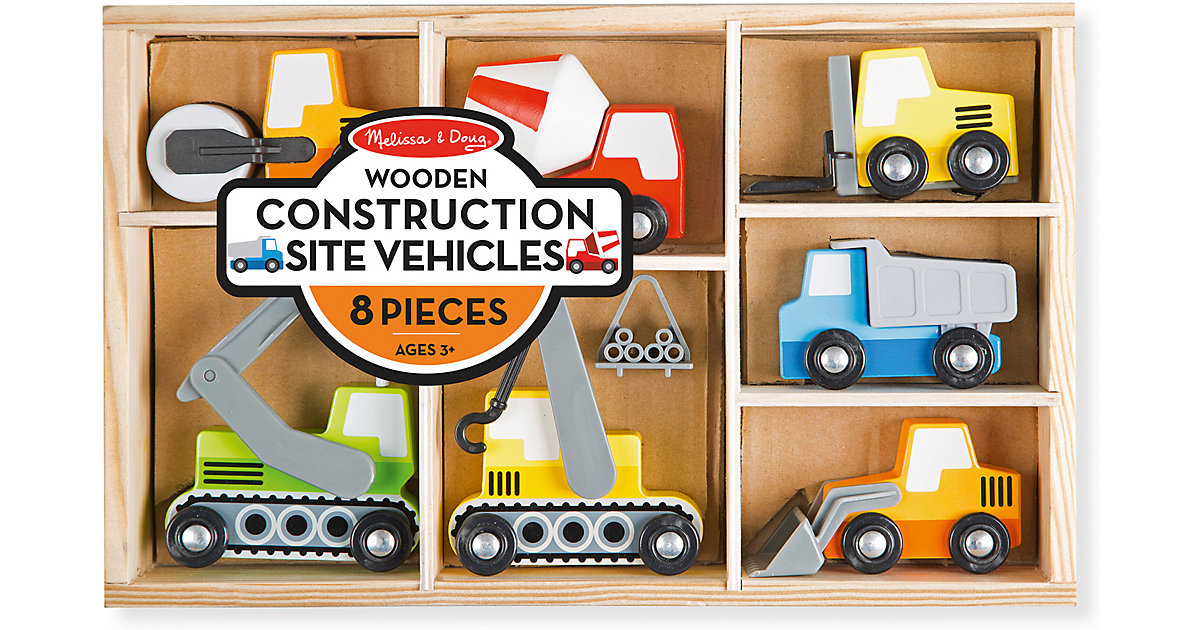 Baustellenfahrzeuge aus Holz, 8 Teile mehrfarbig von Melissa & Doug