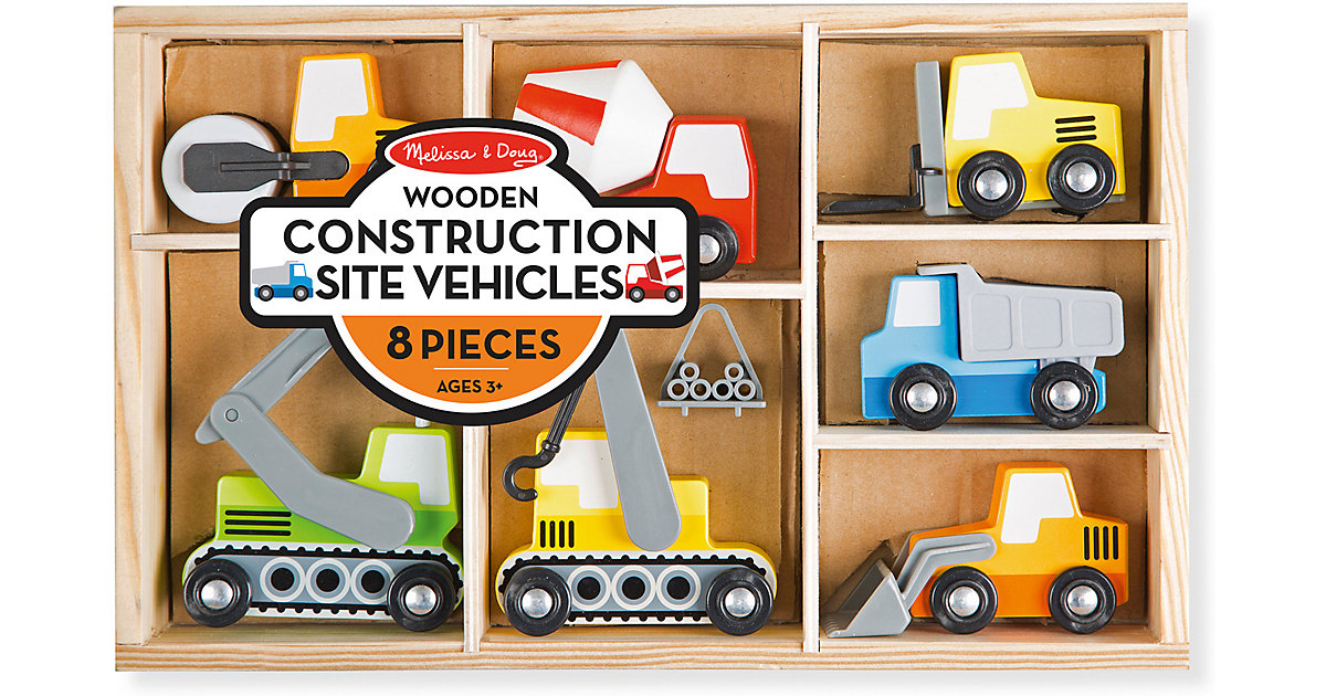 Baustellenfahrzeuge aus Holz, 8 Teile mehrfarbig Baustellenfahrzeuge aus Holz, 8 Teile mehrfarbig von Melissa & Doug