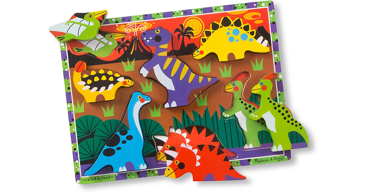 Holzklotz-Puzzle Dinosaurier, 7 Teile von Melissa & Doug