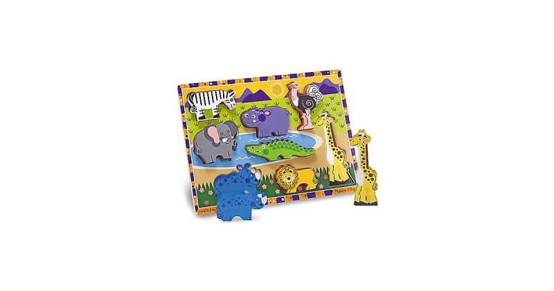 Holzklotz-Puzzle Safaritiere, 8 Teile von Melissa & Doug