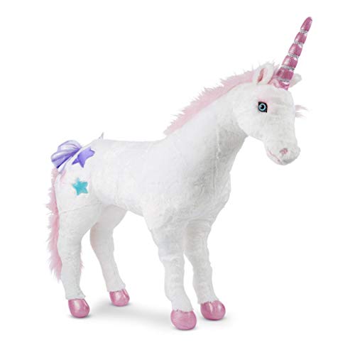 MD Jumbo Unicorn Kinder Riesen Einhorn Plüsch Stofftier mit rosa Mähne, 81 x 114 x 24cm, Weiß von Melissa & Doug