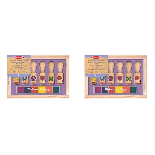 Melissa & Doug 12407 Happy Handles Stempelset aus Holz, mit Schablonen, Mehrfarbig (Packung mit 2) von Melissa & Doug