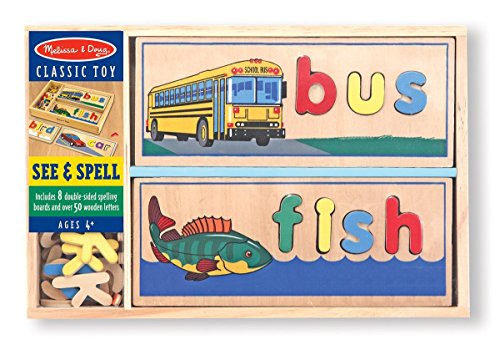 Melissa & Doug See & Spell , Spelling Game , Wooden Alphabet Letters and Words , Word Flash Cards , Learning Toy , Motor Skills , Problem Solving , Spelling for 4-6 year olds , Gift for Boy or Girl von Melissa & Doug