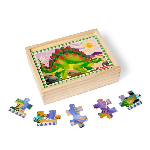 Melissa & Doug Holzpuzzle ab 3 Jahre Dino Motive | Dinosaurier Puzzle | Dino Puzzle ab 3 Jahre | Dinosaurier Spielzeug Junge & Mädchen | Puzzle Dinosaurier mit großen Teilen | Lernspiele ab 3 Jahre von Melissa & Doug