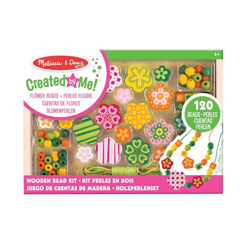 Melissa & Doug Flower-Power-Perlen-Set | Holzperlen zum Auffädeln | Kinder Modeschmuck Bastelset ab 5 Jahren | Freundschaftsarmband Bastelset für Mädchen und Jungen | Geschenk für Mädchen ab 4 Jahren von Melissa & Doug