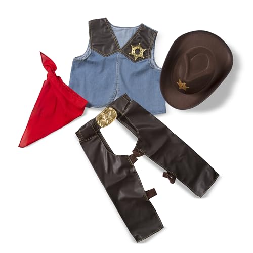 Melissa & Doug 14273 Cowboy-Rollenspiel-Kostüm-Set | Cowboyhut Kostüm | Baby-Cowboy-Outfit | Rollenspiel | Halloween-Kostüm | Kinderkostüm | 3+ | Geschenk für Jungen oder Mädchen von Melissa & Doug