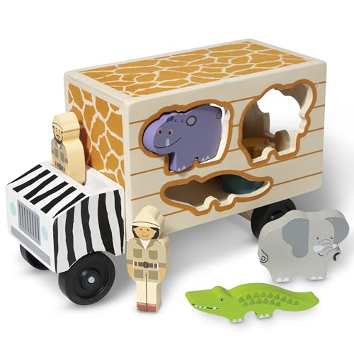 Melissa & Doug Wooden Shape Sorter Rescue Truck with Zoo & Safari Animals Toys for Kids , Wooden Puzzles for 2+ Year Olds , Montessori Toddler Wooden Animal Toys , Toddler Puzzles for 2 Year Olds + von Melissa & Doug