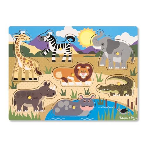 Melissa and Doug Safari Holzpuzzle Kinder | Puzzle ab 2 Jahre | Greifpuzzle Steckpuzzle Holz ab 2 Jahre | Holzpuzzle ab 2 | Holzspielzeug Spiele ab 2 Jahre | Schichtpuzzle Holz Puzzles Kind 2 Jahre von Melissa & Doug