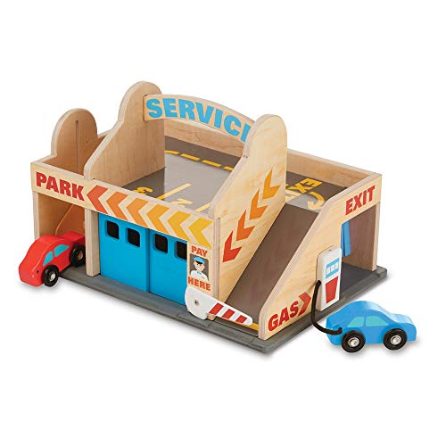 Melissa & Doug Service Station Parking Garage , Wooden Vehicle , Pretend Play , 3+ , Gift for Boy or Girl von Melissa & Doug