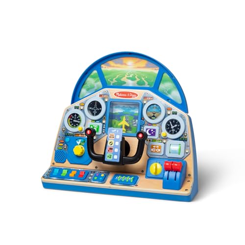 Melissa & Doug 32300 Jet Pilot Interactive Dashboard Interaktives Armaturenbrett für Jetpiloten Holzspielzeug für Jungen und Mädchen ab 3 Jahren, Mehrfarbig/Meereswellen (Ocean Tides), Kids von Melissa & Doug