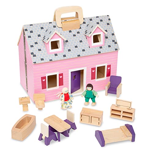 Melissa & Doug Faltbares & Tragbares Puppenhaus | Rollenspielzeug | Puppenhaus aus Holz für Kinder | 3+ | Geschenk für Jungen oder Mädchen von Melissa & Doug