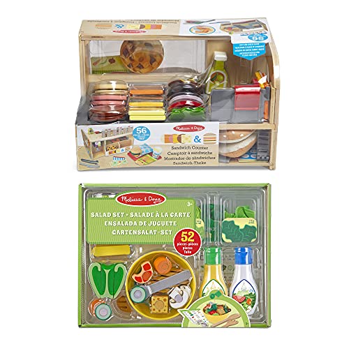 Melissa & Doug 41650 Sandwichzähler aus Holz | Vorspielen | Essen Spielen | ab 3 Jahren | Geschenk für Jungen oder Mädchen Gartensalat-Set (52 Teile) von Melissa & Doug