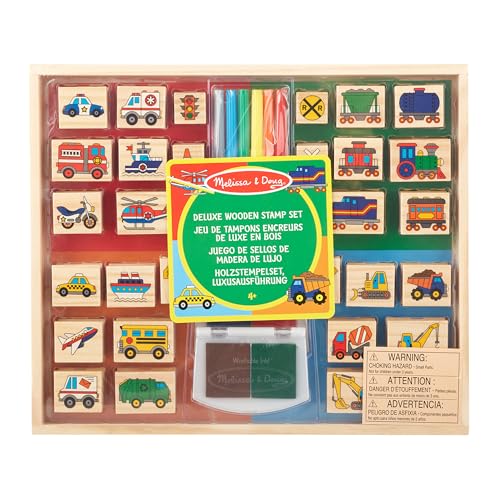 Melissa & Doug | Deluxe Holzstempel-Set | Fahrzeuge Kunst & Handwerk | 3+ Geschenk für Jungen oder Mädchen |Multicolor von Melissa & Doug