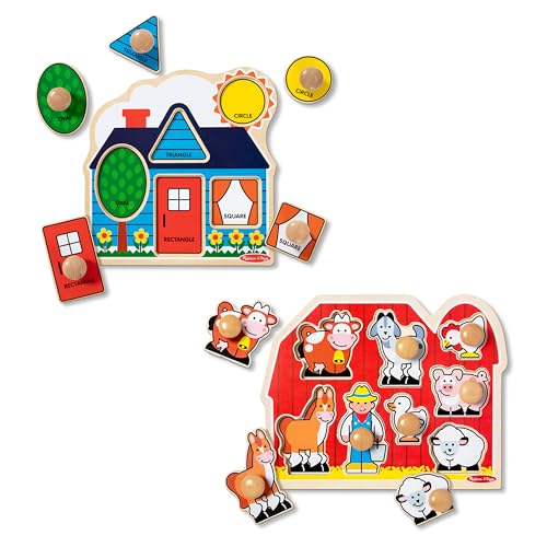 Melissa & Doug Riesen-Steckpuzzle aus Holz 2er-Pack für Babys und Kleinkinder Jungen und Mädchen – Großer Bauernhof, Erste Formen Melissa & Doug Riesen-Steckpuzzle aus Holz 2er-Pack für Babys und Kleinkinder Jungen und Mädchen – Großer Bauernhof, Erste Formen von Melissa & Doug
