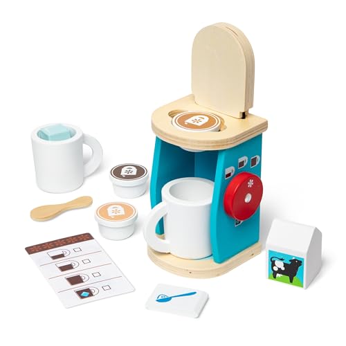 Melissa & Doug Aufbrühen und Servieren Kaffeemaschinen-Set aus Holz | Rollenspiel | Holzspielzeug | 3+ | Geschenk für Jungen oder Mädchen von Melissa & Doug