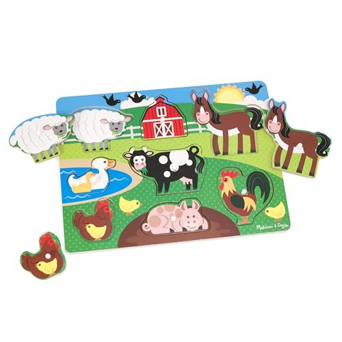 Melissa and Doug Bauernhof Holzpuzzle Kinder , Puzzle ab 2 Jahre , Greifpuzzle Steckpuzzle Holz ab 2 Jahre , Holzpuzzle ab 2 , Holzspielzeug Spiele ab 2 Jahre , Schichtpuzzle Holz Puzzles Kind von Melissa & Doug