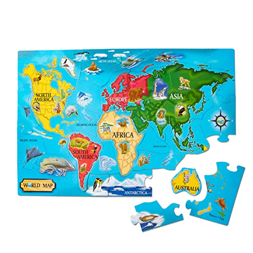 Melissa & Doug Fussboden Puzzle Weltkarte, Spiele, Problemlösung, Puzzle für Kinder, Lernspielzeug, Motorische Fähigkeiten, Kognitive Fähigkeiten, 6+, Geschenk für Jungen oder Mädchen von Melissa & Doug