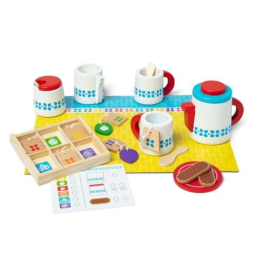 Melissa & Doug Hölzernes Teeservice Zum Ziehenlassen Und Servieren | Rollenspielzeug | Holzspielzeug | Geschenk für Jungen oder Mädchen von Melissa & Doug