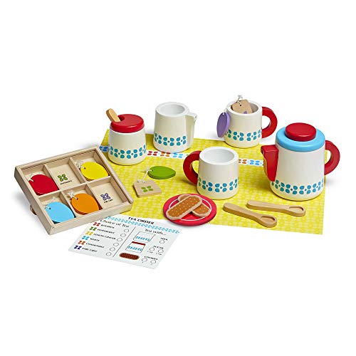 Melissa & Doug Steep & Serve Wooden Toy Tea Set , Wooden Toys , Kids Tea Set , Pretend Play , Play Food , Tea Party Set Kids Age 3+ , Gift for Boys or Girls , Tea Set for 3 year old Girls von Melissa & Doug