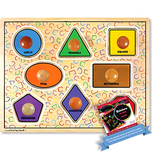 Melissa & Doug Jumbo Knob Formen: Holzpuzzle mit 1 Mini-Pad, kompatibel mit dem Thema M&D Scratch Fun (03390) von Melissa & Doug